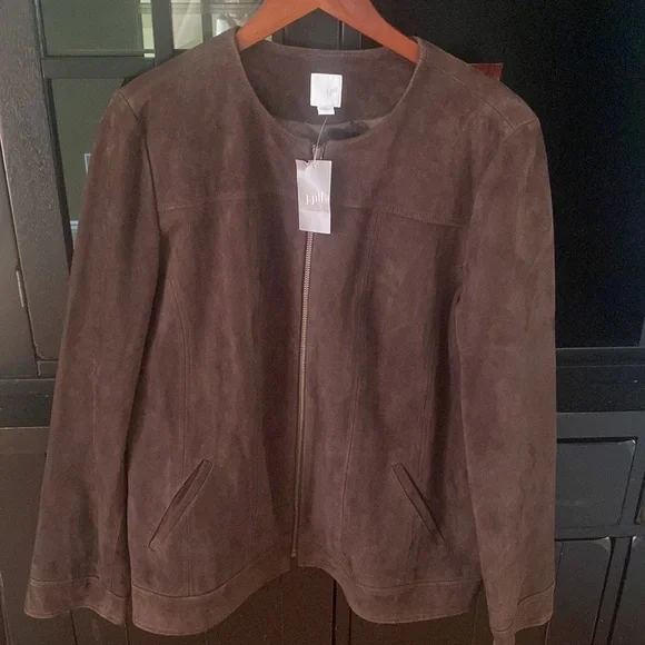 JJill Genuine Suede Leather Zippered Jacket - Picture 2 of 11